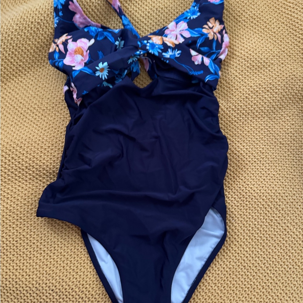 Cupshe Kids Floral One Piece in Navy and Pink